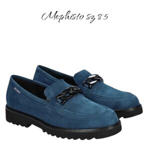 New Mephisto Velvet Leather Loafers sz 8.5